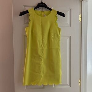 J. Crew Factory Yellow/Chartreuse Scalloped Mini Dress
